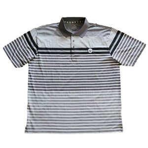 Ahead Extreme Gray & Black Striped Golf Polo Shirt